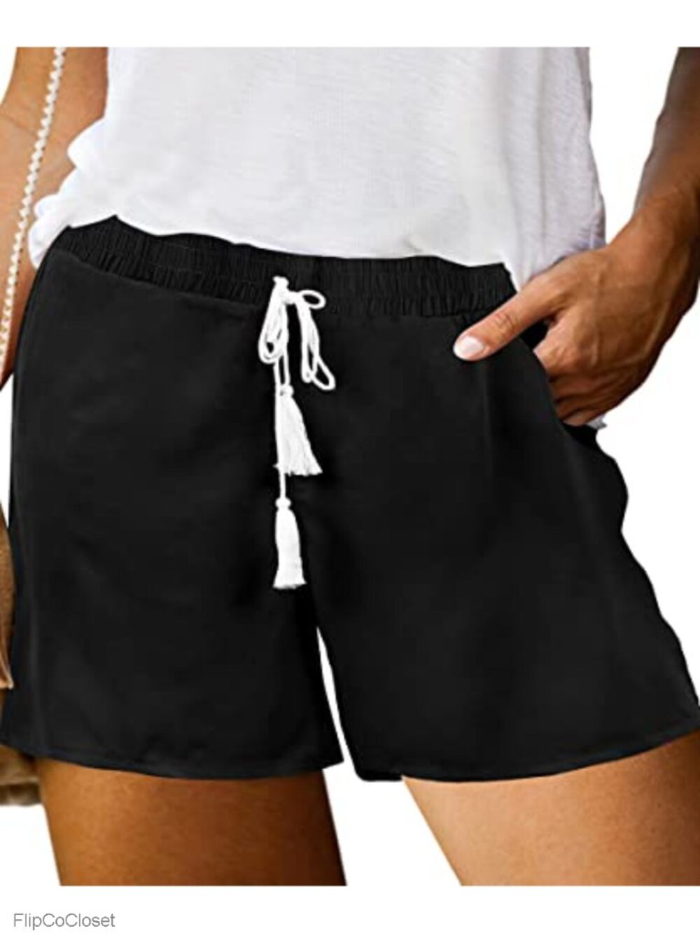 Plus Size Linen Casual Shorts with Pockets Drawstring Elastic Waist